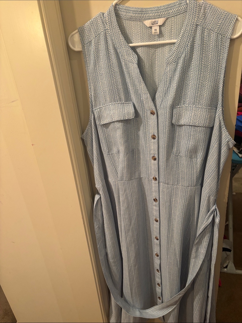 XXL - croft & barrow baby Blue Sleeveless Button-Front Maxi Dress